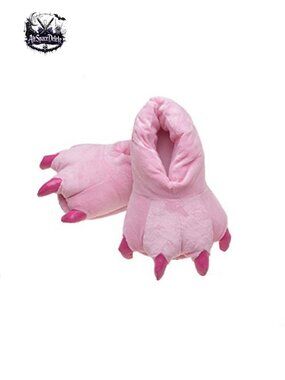 Fuzzy Fleece Animal Paw Slippers Warm House Shoes